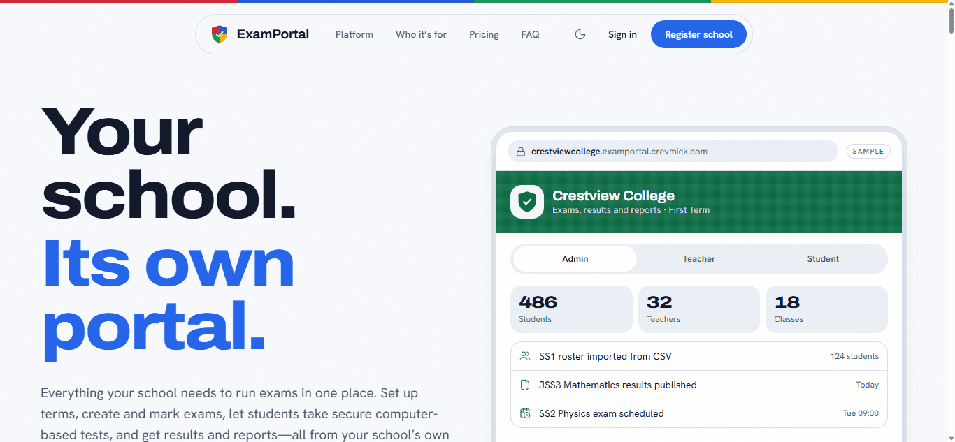 Exam Portal project preview